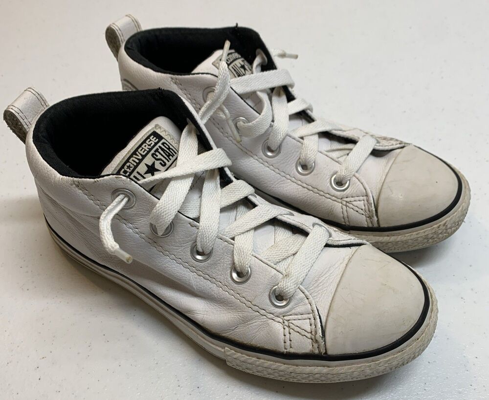 Converse Kids Leather High Top Sneakers Size 3 White Streetwear